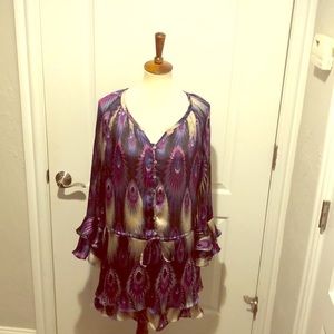 Forever21 dress with peacock purple feathers